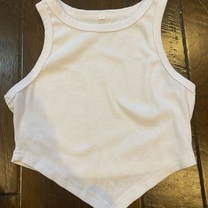 Cropped High Neck bandana tank top (white)